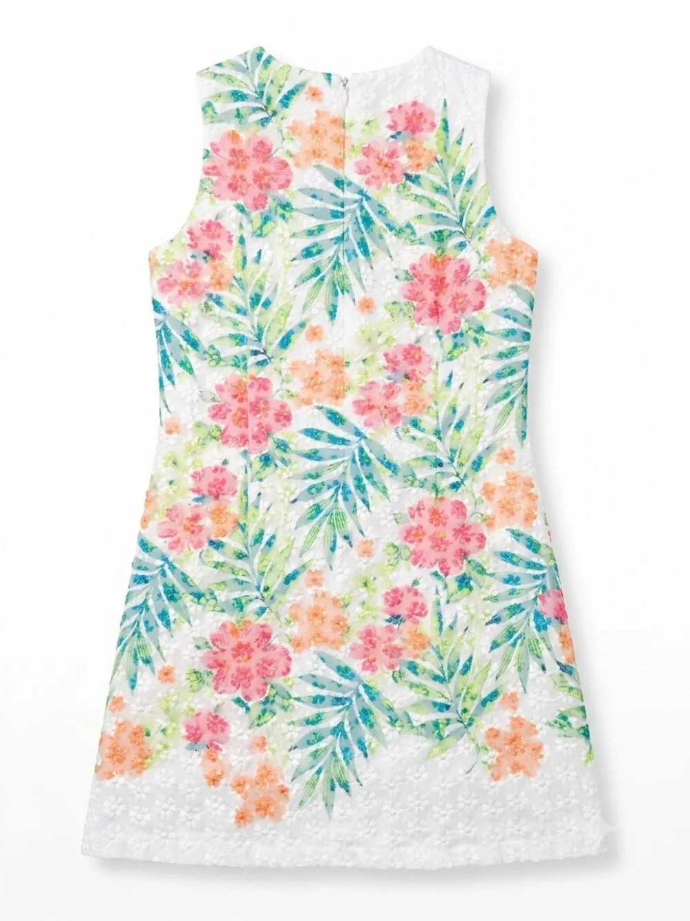 Rare Editions White Floral Sleeveless A-Line Dress